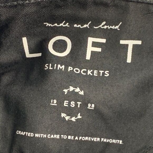 LOFT sz 8 29 Pants Black Sparkle Skinny Slim Pockets High Waist 28" Inseam New - Picture 10 of 11